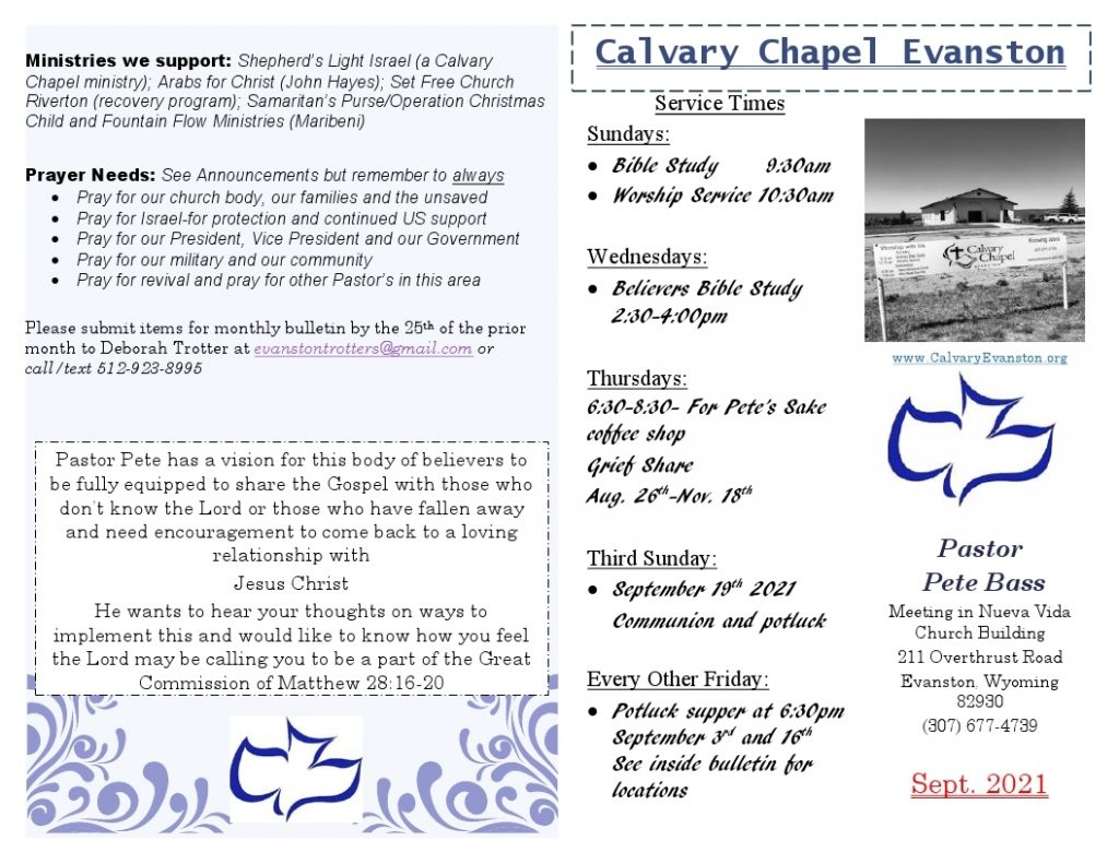 Calvary Evanston September 2021 bulletin