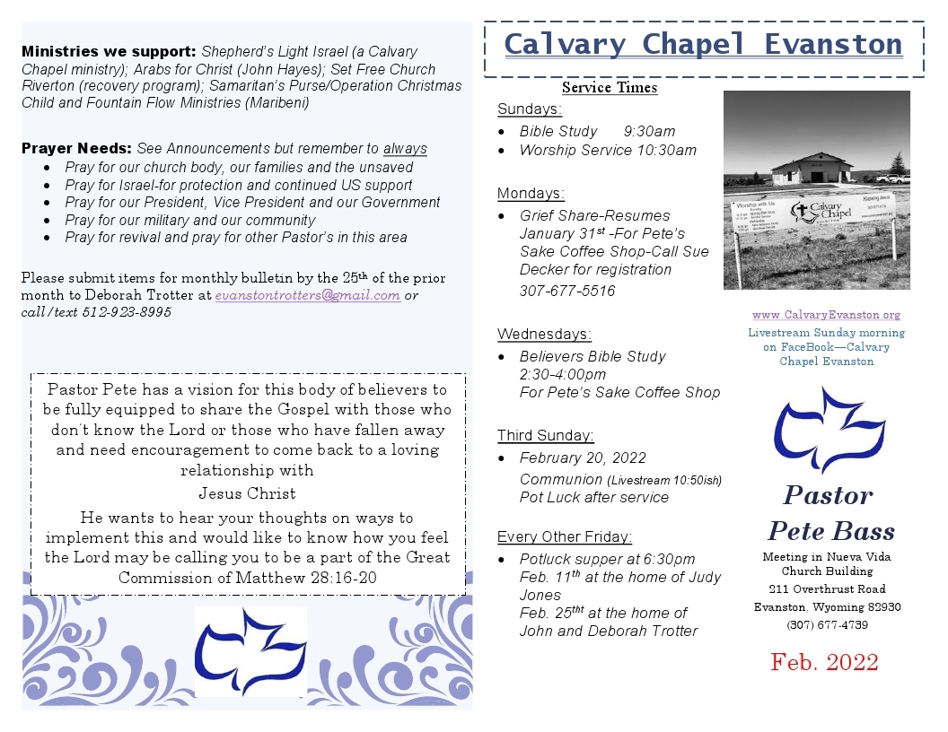 Calvary Evanston February 2022 Bulletin Page 1