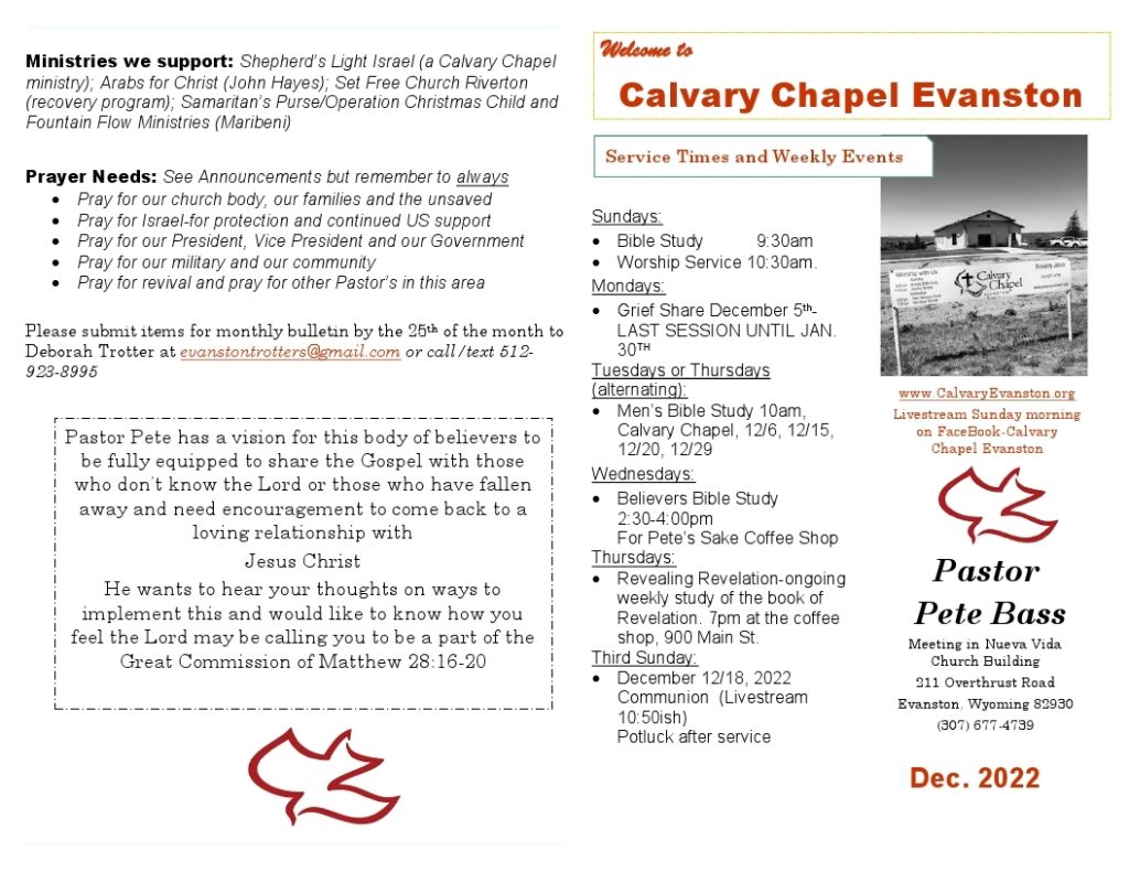 December 2022 Calvary Evanston Wyoming bulletin_page_1