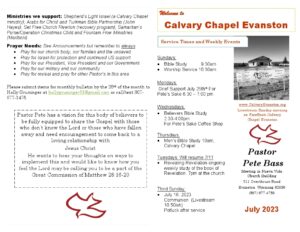 Calvary Evanston Wyoming July 23 bulletin