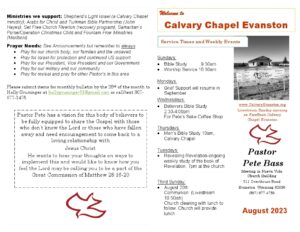 Calvary Evanston Wyoming August 23 bulletin