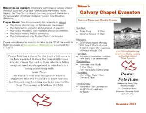 Calvary Evanston Wyoming November 23 bulletin page 1