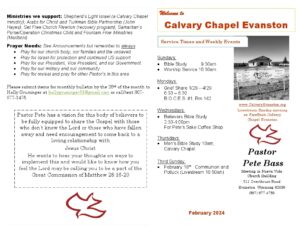 Calvary Evanston Wyoming February 24 bulletin page 1