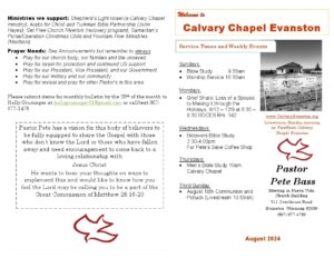 Calvary Evanston Wyoming August 24 bulletin page 1