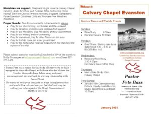 Calvary Evanston Wyoming January 25 bulletin.