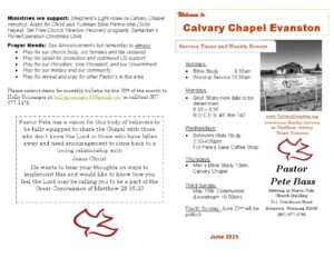 Calvary Evanston Wyoming June 25 bulletin.