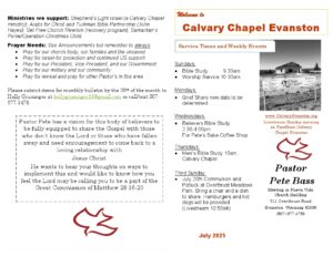 Calvary Evanston Wyoming July 25 bulletin.