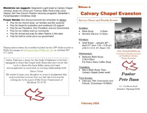 Calvary Evanston Wyoming February 26 bulletin.