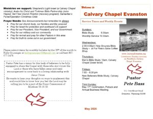 Calvary Evanston Wyoming May 26 bulletin.