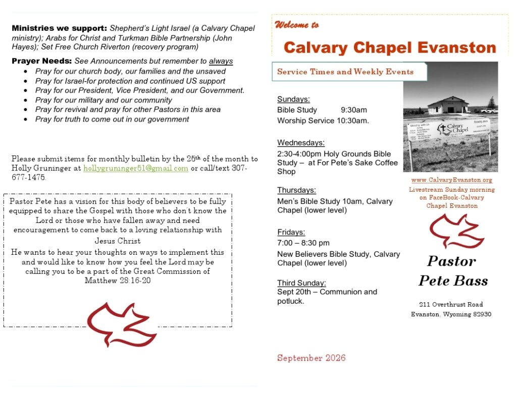Calvary Evanston Wyoming Sept 26 bulletin.